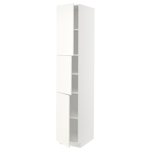 [IKEA/イケア/通販]METOD メトード ハイキャビネット 棚板/扉3枚付き, ホワイト/ヴァルステナ ホワイト[9](a)(99506675)