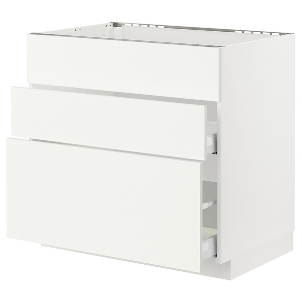 [IKEA/イケア/通販]METOD メトード / MAXIMERA マキシメーラ ベースキャビネット シンク用+引き出し前部3枚/引き出し2個, ホワイト/ヴァルステナ ホワイト[7](a)(99506699)｜WEBYセレクション　店