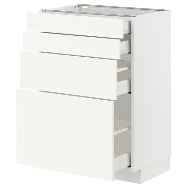 [IKEA/イケア/通販]METOD メトード / MAXIMERA マキシメーラ ベースキャビネット 引き出し前部4枚/引き出し4個, ホワイト/ヴァルステナ ホワイト[8](a)(99506736)