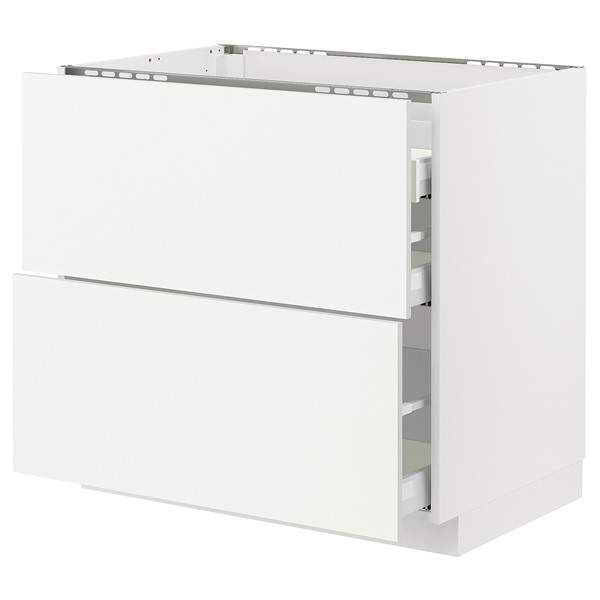 [IKEA/イケア/通信販売]METOD メトード / MAXIMERA マキシメーラ 軍事基地押し入れ コンロ用/抽き出し向こう正面2枚/抽き出し3個, 白いこと/ヴァルステナ 白いこと[8](a)(09506707)