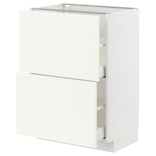 [IKEA/イケア/通販]METOD メトード / MAXIMERA マキシメーラ ベースキャビネット 引き出し2段付き, ホワイト/ヴァルステナ ホワイト[5](a)(09506726)