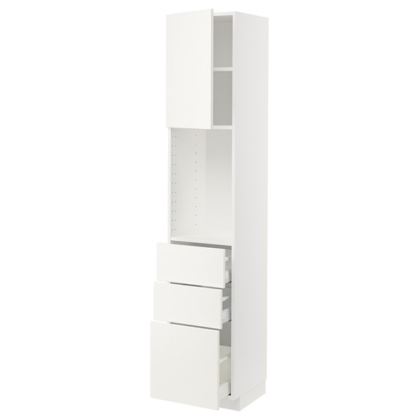 [IKEA/イケア/通販]METOD メトード / MAXIMERA マキシメーラ ハイキャビネット 棚板/引き出し3個付き, ホワイト/ヴァルステナ ホワイト[10](a)(09506806)
