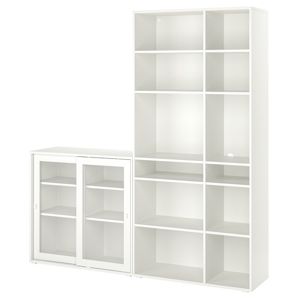[IKEA/イケア/通販]VIHALS ヴィーハルス 収納コンビネーション ガラス扉付き, ホワイト/クリアガラス[4](a)(49555611)