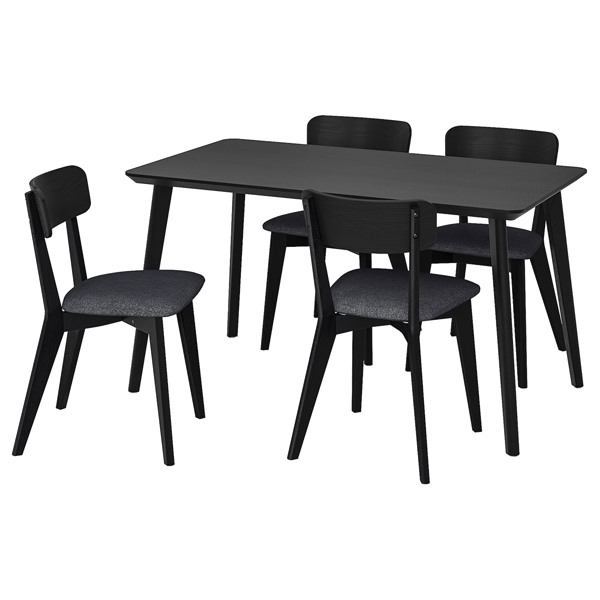 [IKEA/イケア/通信販売]LISABO リーサボー / LISABO リーサボー 時刻表＆女性議長4脚, 黒いこと/タルミーラ 黒いこと/薄墨色[5](a)(89554916)