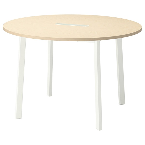 [IKEA/イケア/通信販売]MITTZON ミッツォーン 円卓会議用一覧表, 丸形 バーチ材穿刺板/白いこと[ID](a)(79530389)