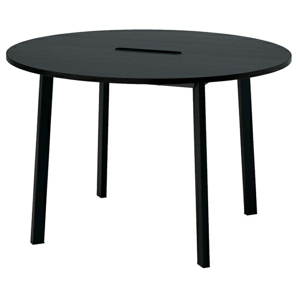 [IKEA/イケア/通販]MITTZON ミッツォーン 会議用テーブル, 丸形 ブラックステインアッシュ材突き板/ブラック[ID](a)(99530454)