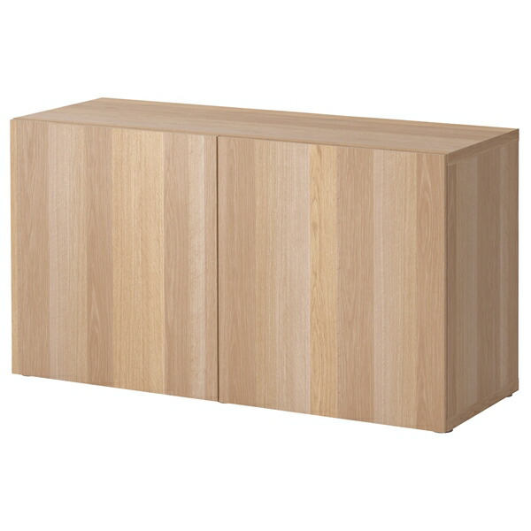 [IKEA/イケア/通販]BESTA ベストー シェルフユニット 扉付, ホワイトステインオーク調/ラップヴィーケン ホワイトステインオーク調[7](a)(19221313)