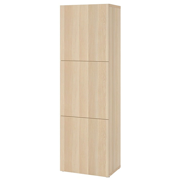 [IKEA/イケア/通販]BESTA ベストー シェルフユニット 扉付, ホワイトステインオーク調/ラップヴィーケン ホワイトステインオーク調[12](c)(89442071)｜WEBYセレクション　店