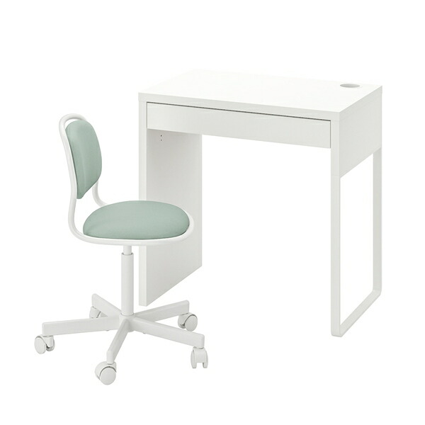 [IKEA/イケア/通信販売]MICKE/ORFJALL ミッケ/オルフィエル 事務机\u0026女性議長, 白いこと/ライトグリーン[3](d)(89553455)