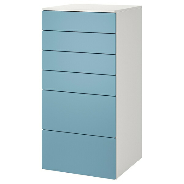 [IKEA/イケア/通販]SMASTAD スモースタード / PLATSA プラッツァ チェスト（引き出し&times;6）, ホワイト/ブルー[15](a)(89545333)｜WEBYセレクション　店