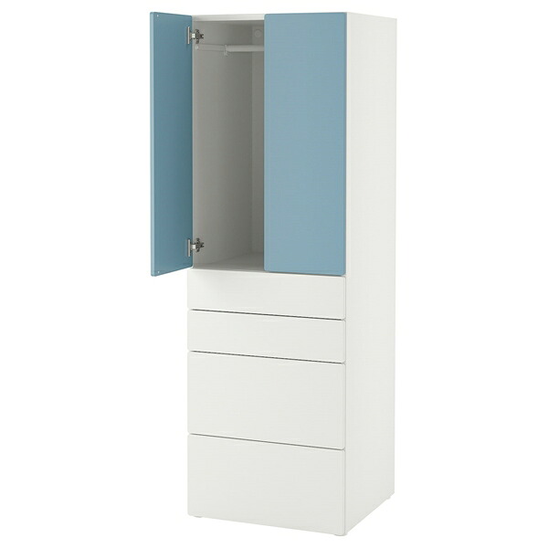 [IKEA/イケア/通販]SMASTAD スモースタード / PLATSA プラッツァ ワードローブ, ホワイト ブルー/引き出し4段付き[17](a)(09558193)