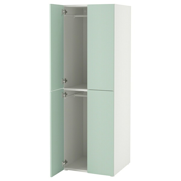 [IKEA/イケア/通販]SMASTAD スモースタード / PLATSA プラッツァ ワードローブ, ホワイト ライトグリーン/ハンガーレール2本付き[17](a)(09559201)