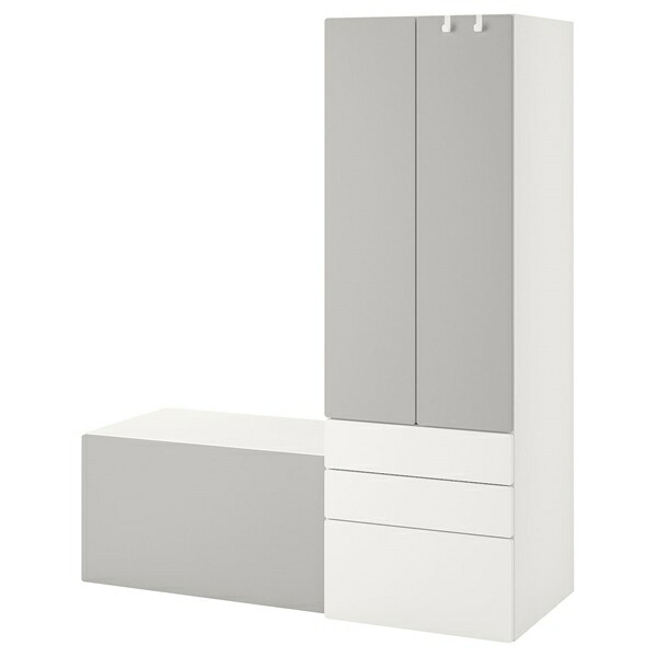 [IKEA/イケア/通信販売]SMASTAD スモースタード / PLATSA プラッツァ 納めるズボン下, 白いこと 薄墨色/長椅子付き添い人[15](a)(99431227)