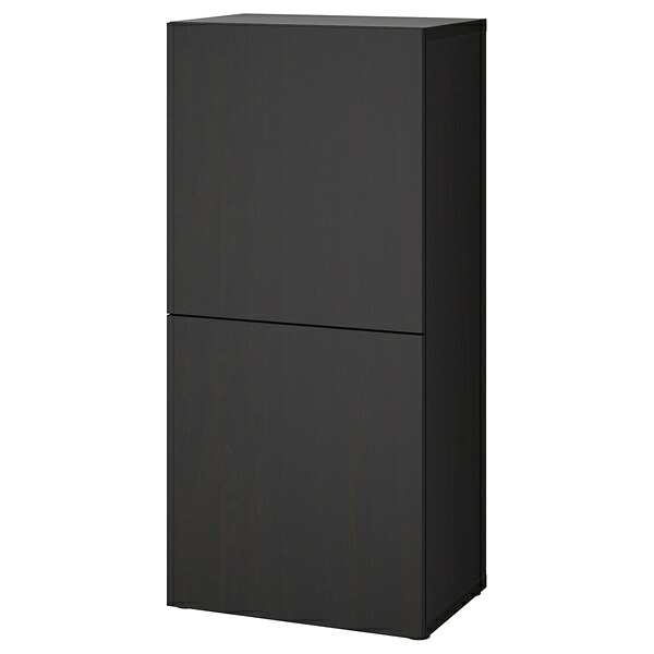[IKEA/イケア/通販]BESTA ベストー シェルフユニット 扉付, ブラックブラウン/ラップヴィーケン ブラックブラウン[8](a)(79442057)
