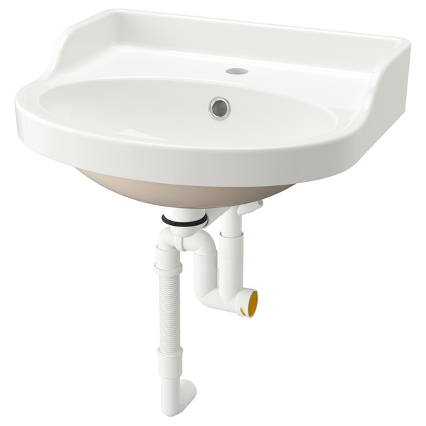 [IKEA/イケア/通販]RUTSJON ルートショーン 半埋め込み式洗面ボウル 排水トラップ付き, ホワイト[DC](a)(39517035)｜WEBYセレクション　店