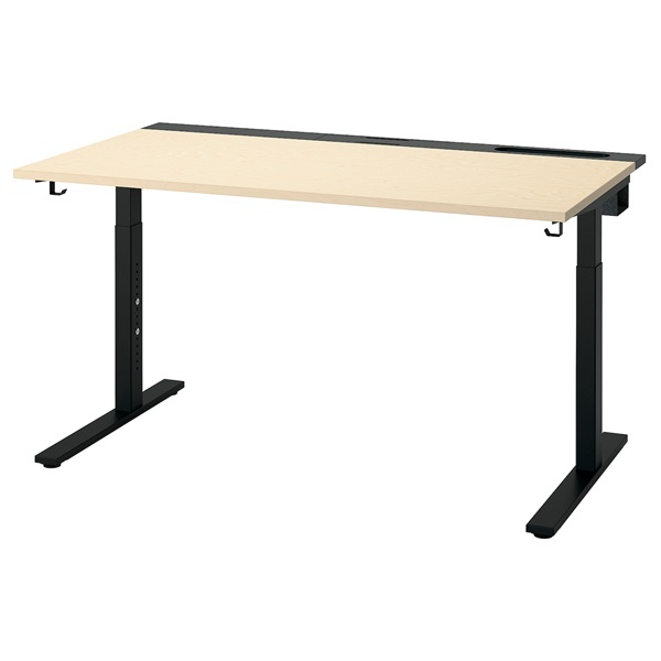 [IKEA/イケア/通信販売]MITTZON ミッツォーン 事務机, バーチ材穿刺板/黒いこと[3](c)(69528117)