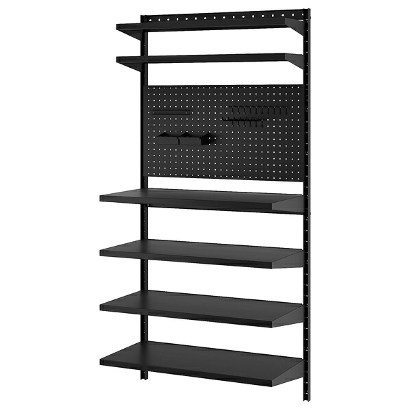 [IKEA/イケア/通信販売]BROR ブロール ウォールシェルフコンビネーション, 有孔ゲーム盤付き添い人/黒いこと[6](a)(69571865)