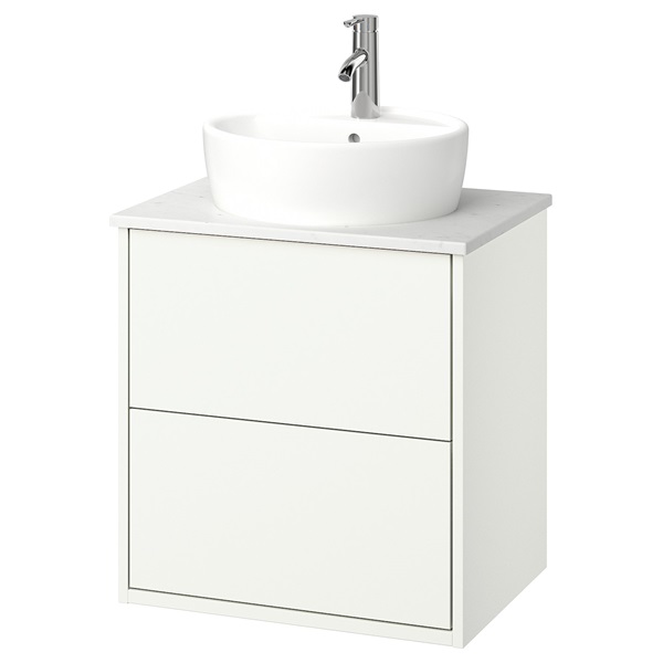 [IKEA/イケア/通販]HAVBACK ハーヴベック / TORNVIKEN トールンヴィーケン 洗面台 引き出し付き/洗面ボウル/水栓, ホワイト/ホワイト 大理石調[5](a)(89520177)