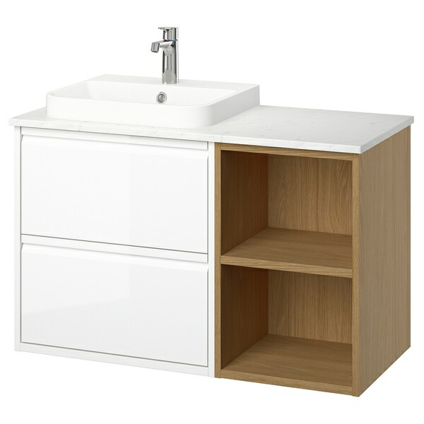 IKEA 洗面台　NYSJÖN ニショーン / BJÖRKÅN ビョールコーン NYSJÖN / BJÖRKÅN Bathroom vanity w door/sink/faucet, white, 211