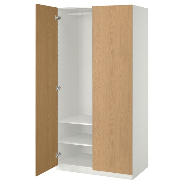 [IKEA/イケア/通信販売]PAX パックス / STORKLINTA ストルクリンタ ワードローブコンビネーション, 白いこと/オーク材調[8](a)(39562594)
