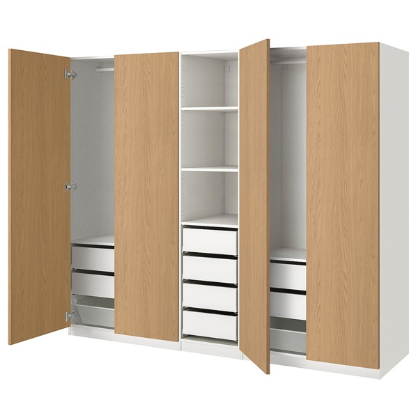 [IKEA/イケア/通信販売]PAX パックス / STORKLINTA ストルクリンタ ワードローブコンビネーション, 白いこと/オーク材調[28](a)(29562882)