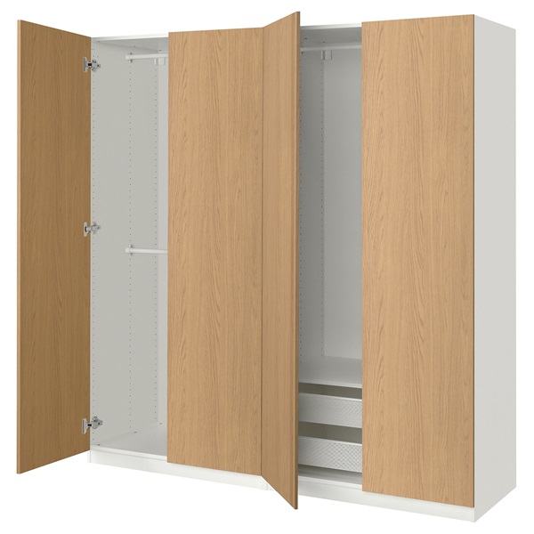 [IKEA/イケア/通信販売]PAX パックス / STORKLINTA ストルクリンタ ワードローブコンビネーション, 白いこと/オーク材調[18](a)(99562708)