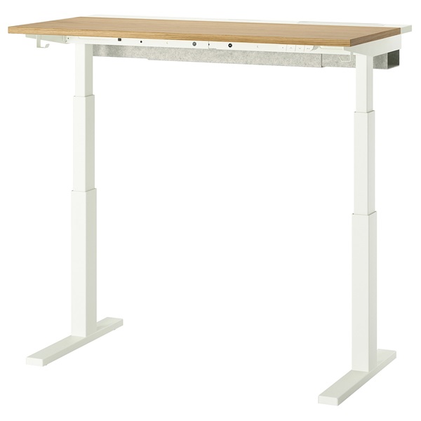 [IKEA/イケア/通信販売]MITTZON ミッツォーン 事務机 昇降式, 100V オーク材材穿刺板/白いこと[4](a)(89526848)