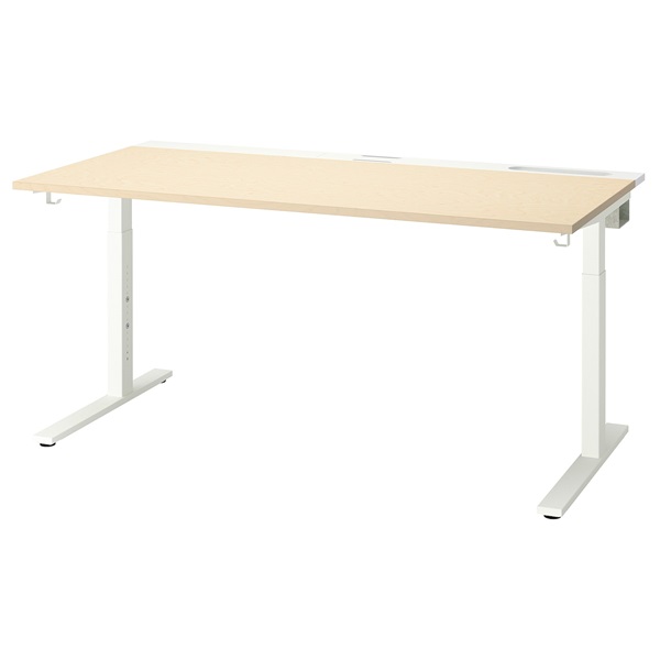 [IKEA/イケア/通信販売]MITTZON ミッツォーン 事務机, バーチ材穿刺板 白いこと[3](c)(49529113)
