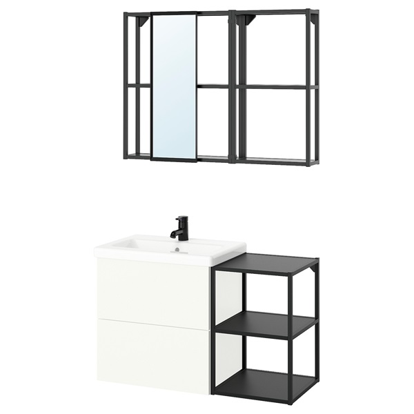 [IKEA/イケア/通販]ENHET エーンヘート バスルーム, チャコール/ホワイト[9](a)(29547599)