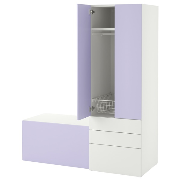 [IKEA/イケア/通販]SMASTAD スモースタード / PLATSA プラッツァ 収納コンビネーション, ホワイト ライラック/ベンチ付き[15](a)(89559853)｜WEBYセレクション　店