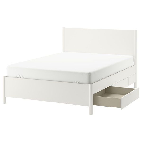 み*ん様 IKEA ベッドフレーム ノールドリ NORDLI ホワイトシングル NORDLI ノールドリ ベッドフレーム 収納付き, ホワイト, 90x200