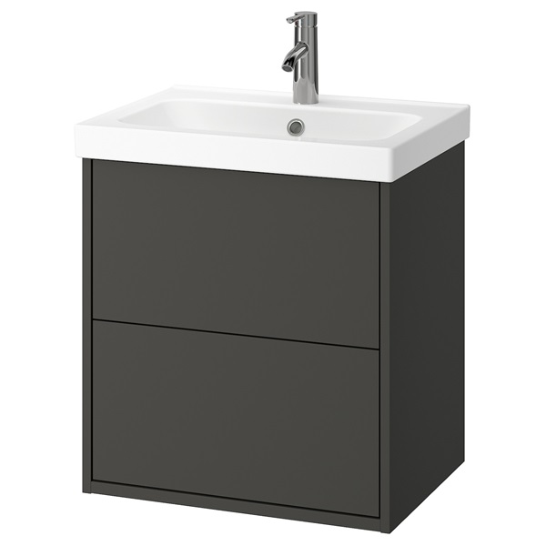 [IKEA/イケア/通販]HAVBACK ハーヴベック / ORRSJON オルショーン 洗面台 引き出し付き/洗面ボウル/水栓, ダークグレー[5](a)(79516680)