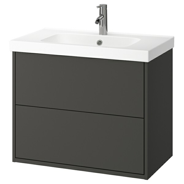 [IKEA/イケア/通販]HAVBACK ハーヴベック / ORRSJON オルショーン 洗面台 引き出し付き/洗面ボウル/水栓, ダークグレー[5](a)(39516682)