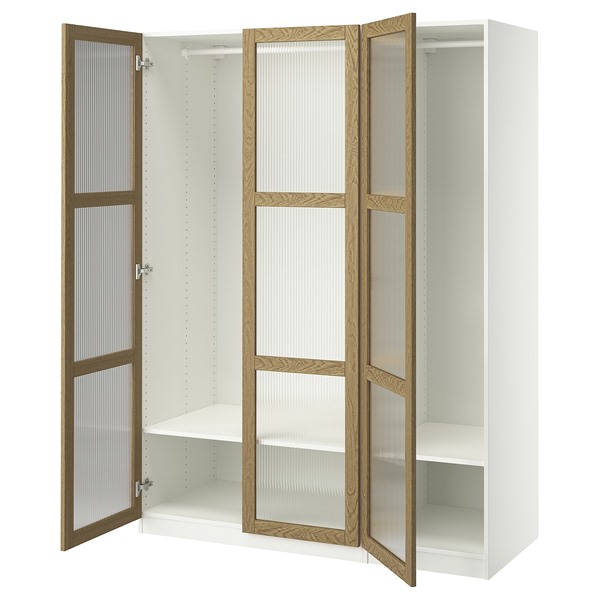 [IKEA/イケア/通信販売]PAX パックス / TONSTAD トンスタード ワードローブコンビネーション, 白いこと/オーク材材穿刺板 硝子[12](a)(69549025)