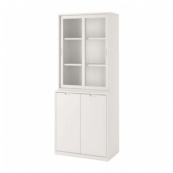 [IKEA/イケア/通販]TONSTAD トンスタード 収納コンビネーション ガラス引き戸付き, オフホワイト/クリアガラス[4](a)(49571772)
