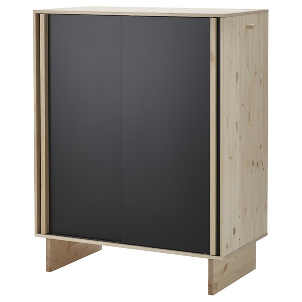 [IKEA/イケア/通信販売]GLAMBERGET グラムベルゲット 言葉衣裳 引き戸3枚付き添い人, パイン材/黒いこと[3](c)(60564746)