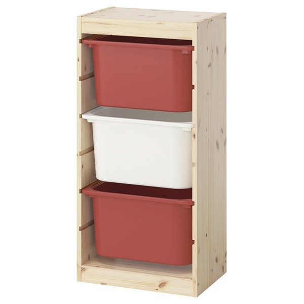 [IKEA/イケア/通販]TROFAST トロファスト 収納コンビネーション, ライトホワイトステインパイン/レッド ホワイト[4](d)(59584929)