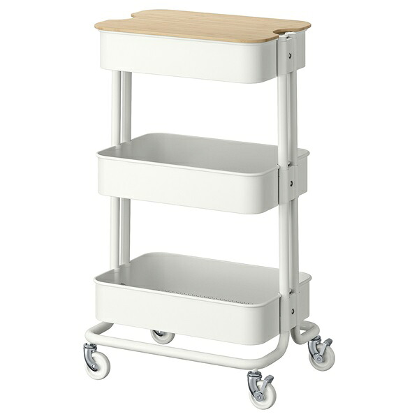 [IKEA/イケア/通信販売]RASKOG ロースコグ / NORRAVA ノルオーヴァ 手押し車 上蓋付き添い人, 白いこと[CB](a)(09580764)