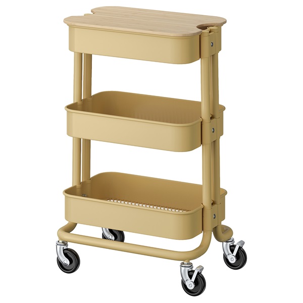[IKEA/イケア/通信販売]RASKOG ロースコグ / NORRAVA ノルオーヴァ 手押し車 上蓋付き添い人, ベージュ黄色[CB](a)(59580771)