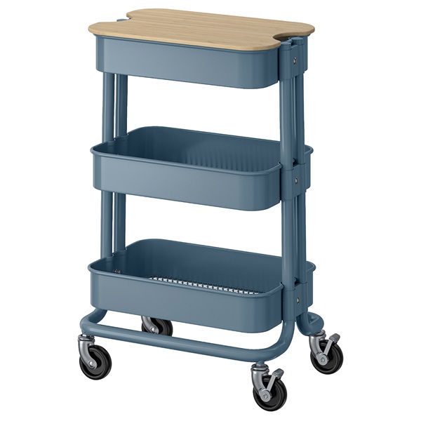 [IKEA/イケア/通信販売]RASKOG ロースコグ / NORRAVA ノルオーヴァ 手押し車 上蓋付き添い人, 薄墨色青碧[CB](a)(29580758)