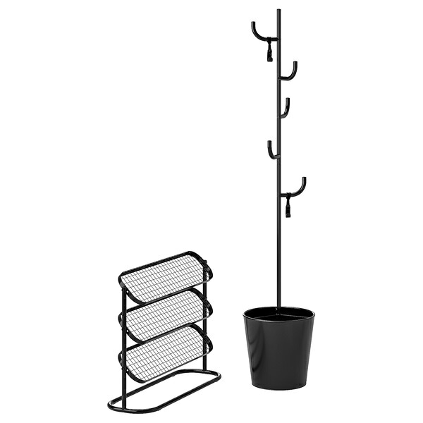 [IKEA/イケア/通販]ALGANAS エリヤネス 玄関用家具2点セット, ブラック[3](a)(59578122)｜WEBYセレクション　店