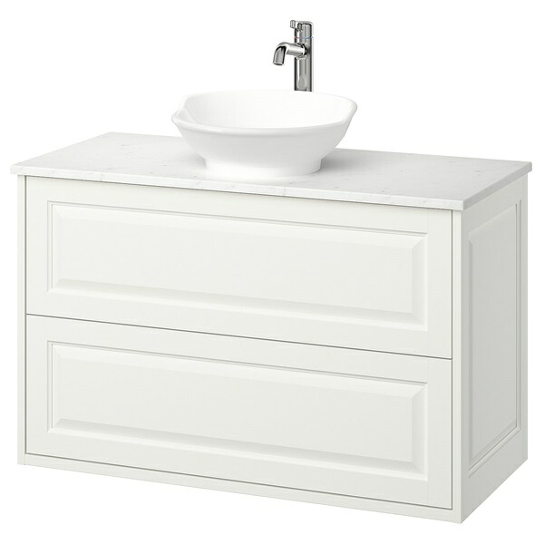 [IKEA/イケア/通販]TANNFORSEN テンフォルセン / VASTERSJON ヴェステルション 洗面台 引き出し付き/洗面ボウル/水栓, ホワイト/ホワイト 大理石調[6](a)(19569600)