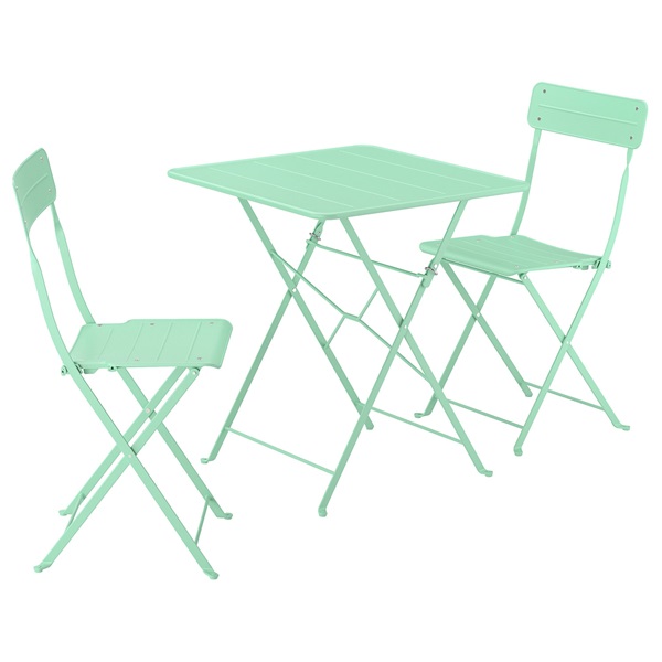 [IKEA/イケア/通販]SUNDSO スンドソー テーブル＆折りたたみチェア2脚, 屋外用 ライトグリーン/ライトグリーン[3](c)(09573037)