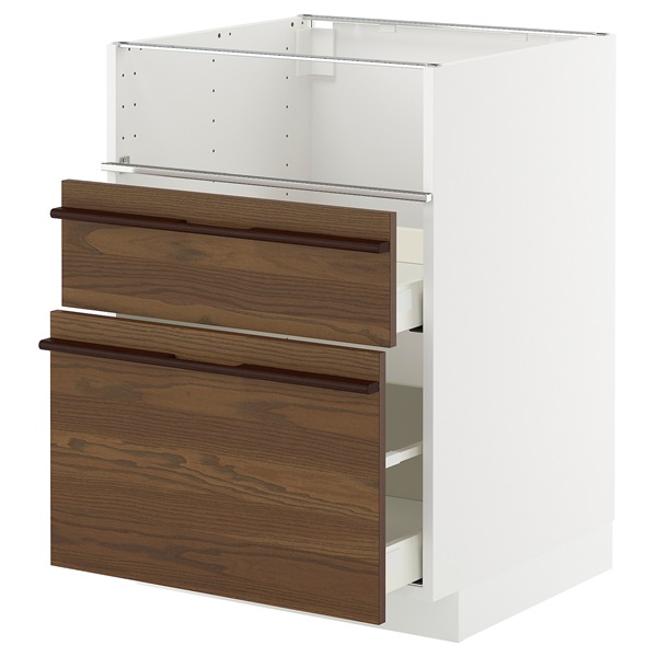 [IKEA/イケア/通信販売]METOD メトード / MAXIMERA マキシメーラ 軍事基地押し込み コンロ/フィッシュグリル/抽き出し2個, 白いこと/ステーンスタ 靉靆たる赤銅色 木灰材穿刺板[6](a)(09574683)
