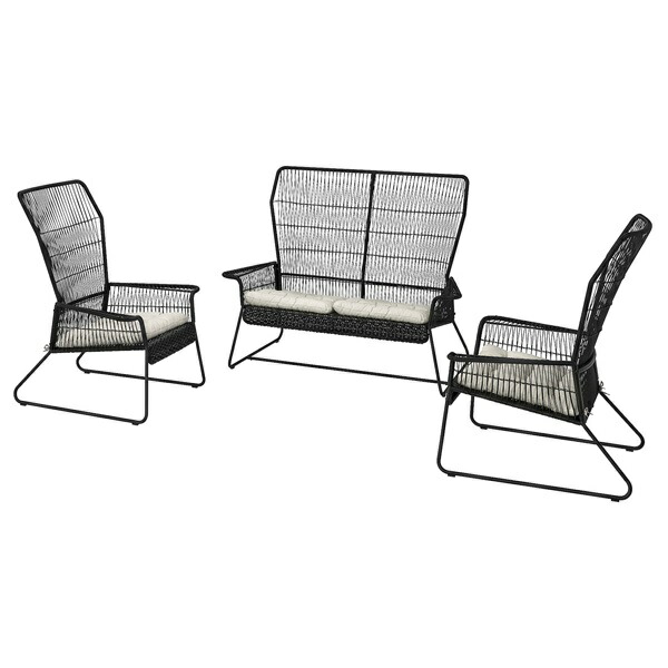 [IKEA/イケア/通販]TALLSKAR タルシェール 4人用ラウンジ家具セット, 屋外用 チャコール/クッダルナ ライトグレーベージュ[7](a)(69584448)