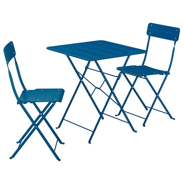 [IKEA/イケア/通販]SUNDSO スンドソー テーブル＆折りたたみチェア2脚, 屋外用 ダークブルー/ダークブルー[3](c)(29573036)