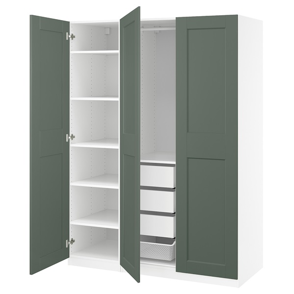 [IKEA/イケア/通販]PAX パックス / GRIMO グリモ ワードローブコンビネーション, ホワイト/グレーグリーン[20](a)(19579294)｜WEBYセレクション　店 101,398円