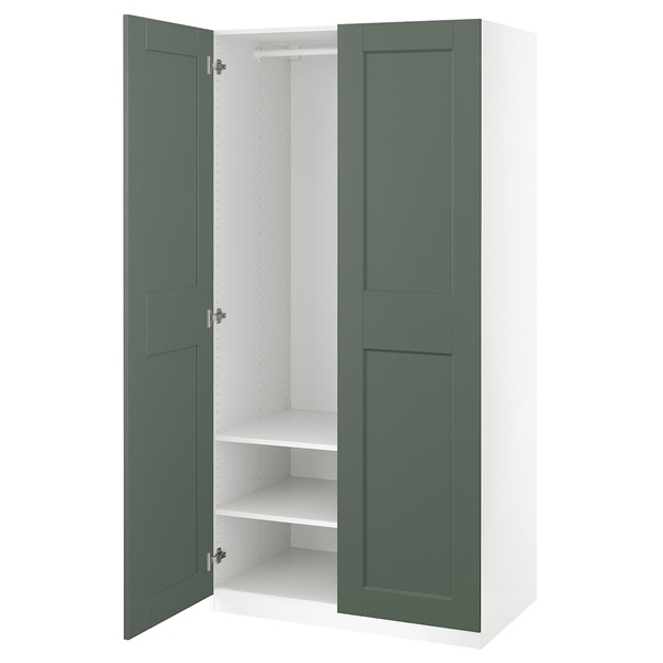 [IKEA/イケア/通信販売]PAX パックス / GRIMO グリモ ワードローブコンビネーション, 白いこと/薄墨色緑であること[8](a)(99579228)