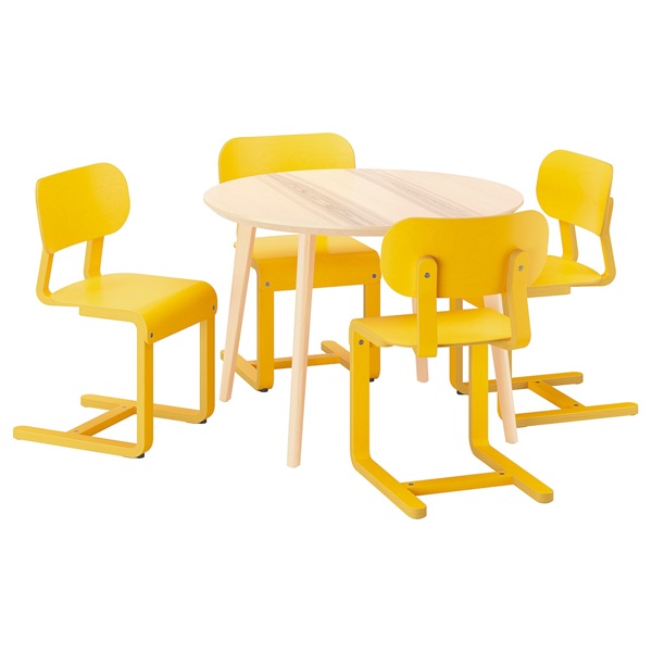 [IKEA/イケア/通販]LISABO リーサボー / LYCKAN リッカン テーブル＆チェア4脚, アッシュ材突き板/イエロー バーチ材突き板[5](a)(19602063)