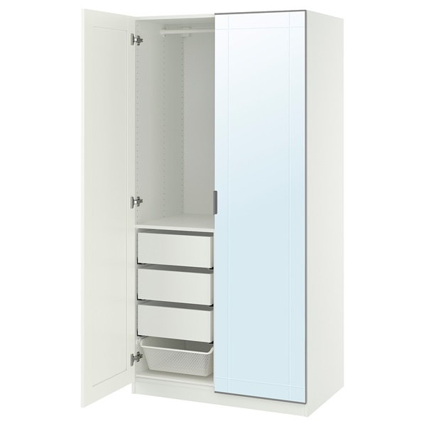 [IKEA/イケア/通販]PAX パックス / KAMMARTORP/GULLABERG カマルトルプ/グラベリ ワードローブコンビネーション, ホワイト ミラーガラス/グレー ホワイト[15](a)(89572524)｜WEBYセレクション　店